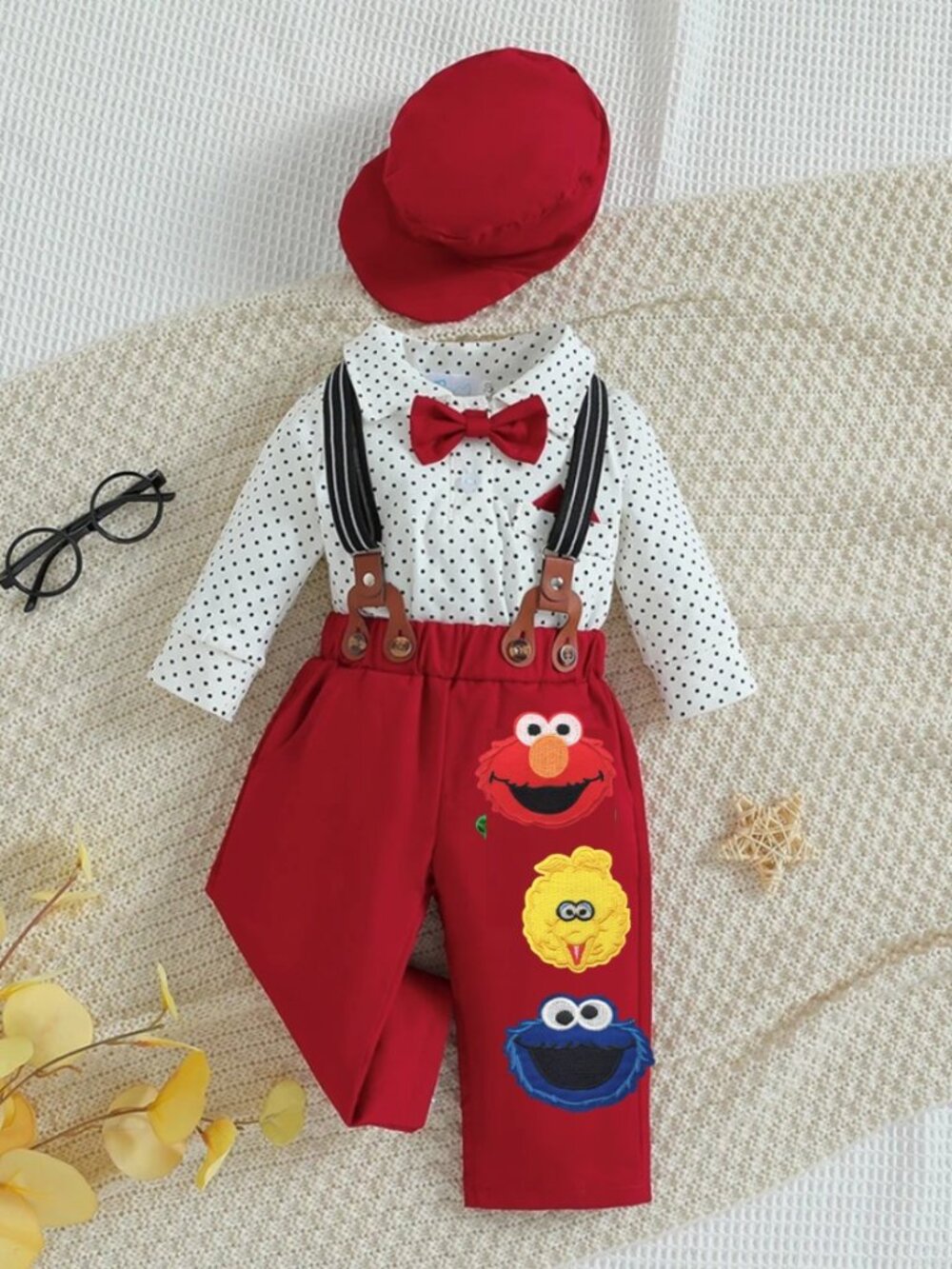 Elmo Boy Outfit Sesame First Birthday Suspenders Cookie Monster Clothes Hat